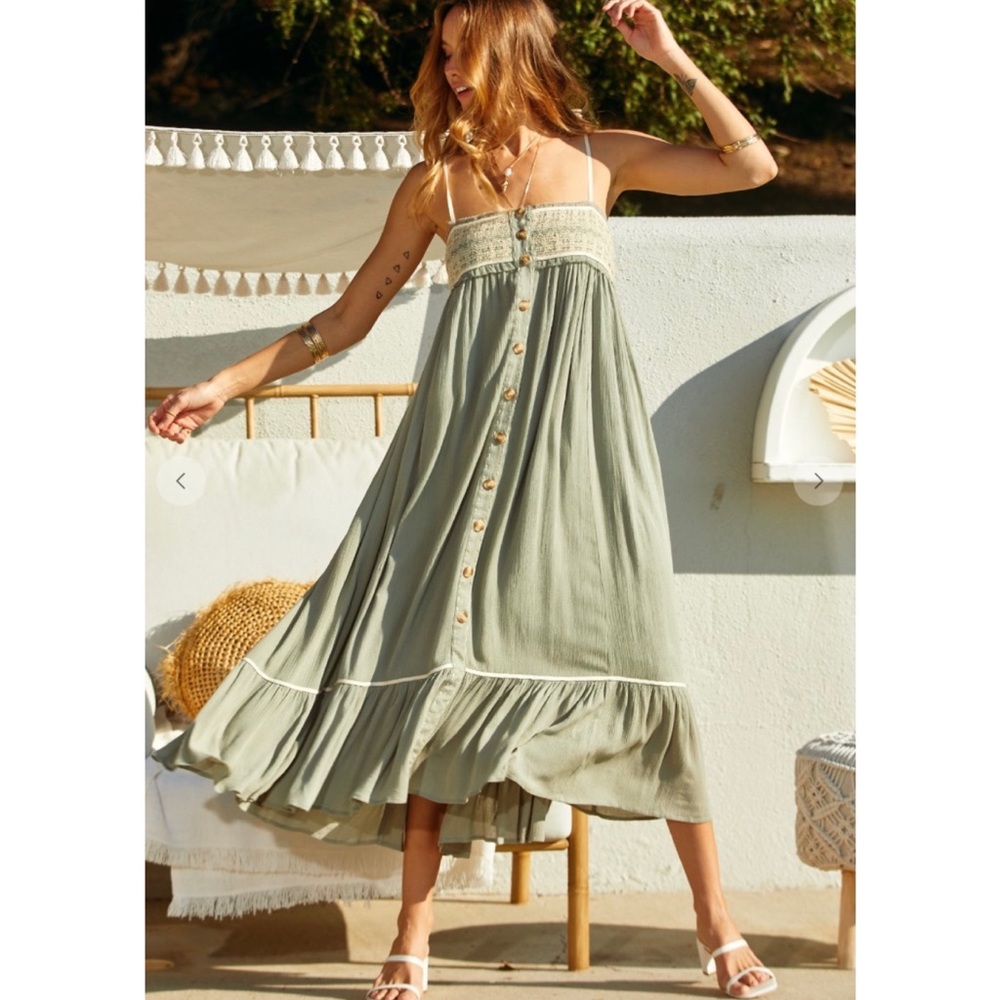 06 Layla Sleeveless Boho Maxi Dress with Front Buttons - Picture 5 of 5